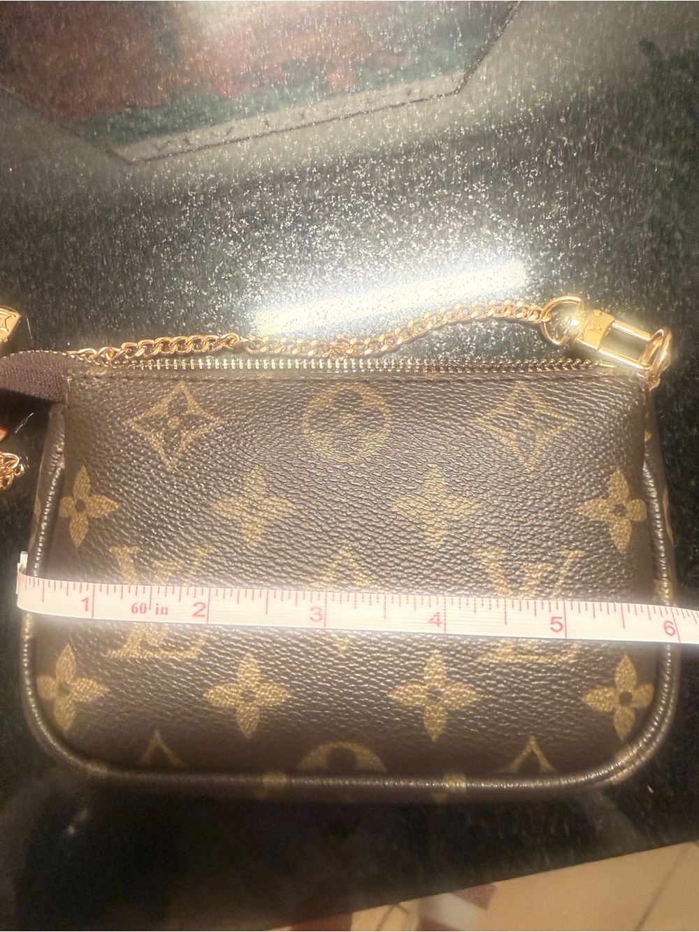 Brown Monogram Mini Bag with Gold Chain - Picture 6 of 12